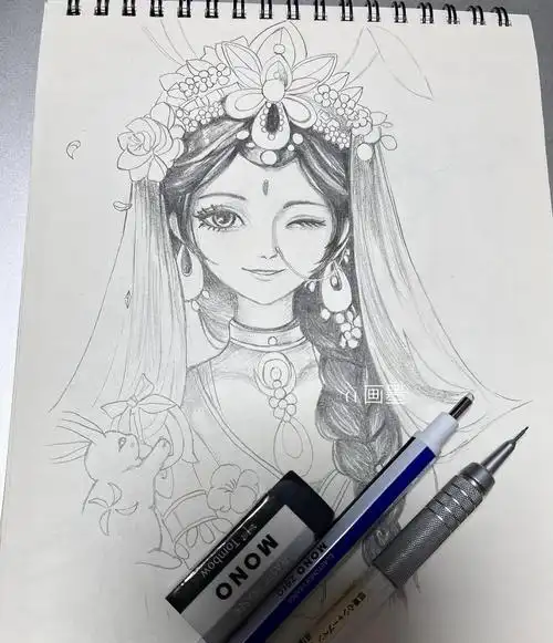 手绘王者荣耀/公孙离-玉兔公主附步骤图