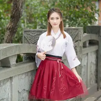 檀典汉服夏装女改良学生襦裙古装女装汉元素古风日常短裙套装毕业班服