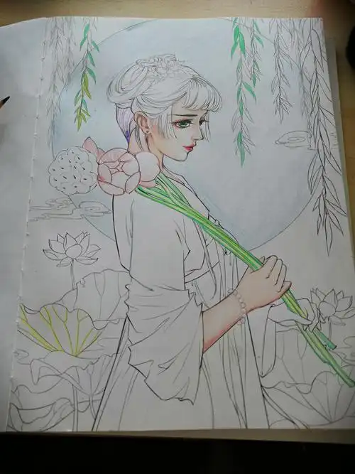 彩铅手绘古风美女81含步骤