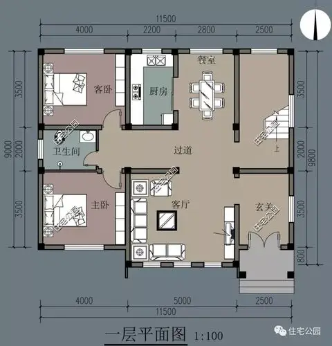 双客厅 大阳台,9×11米平顶简约农村住宅