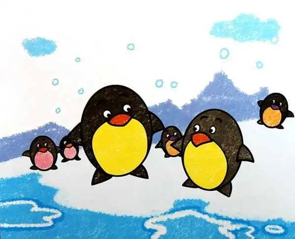 南极企鹅,图片,儿童画教程-学笔画