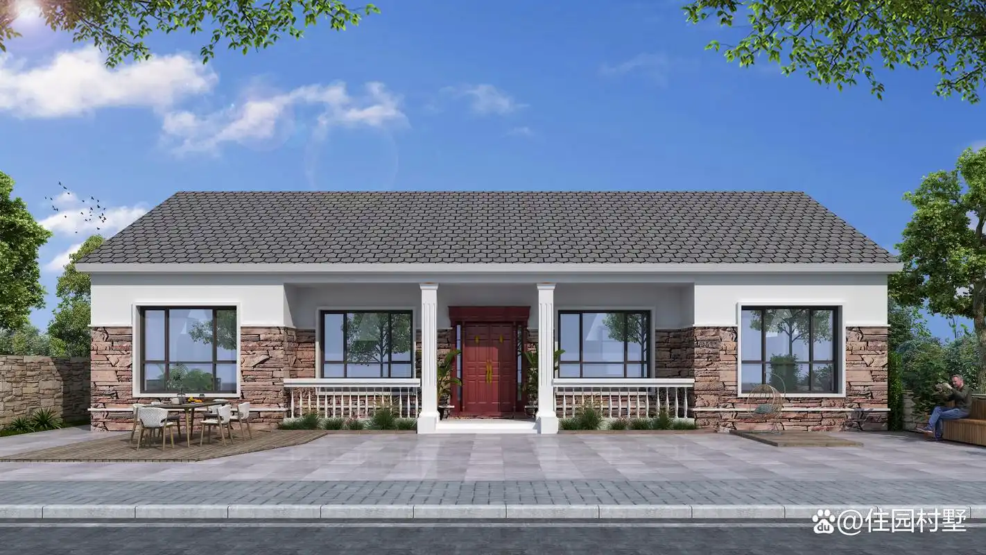 回老家建房,面宽18米多什么户型好?其实,建三间大瓦房就挺不错