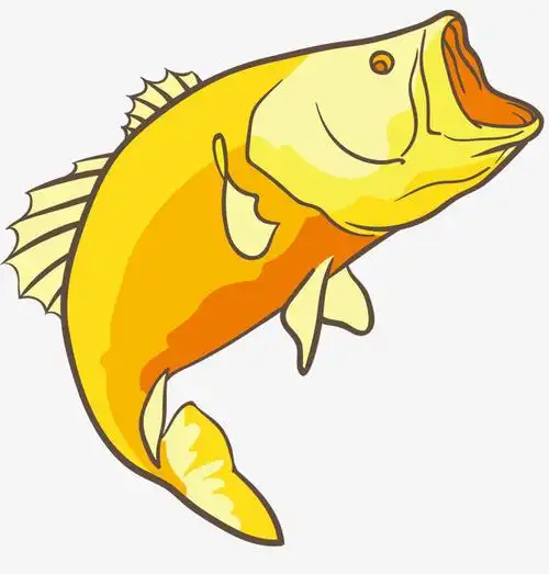 卡通黑鲈鱼张嘴迷你风格矢量卡通黑鲈鱼