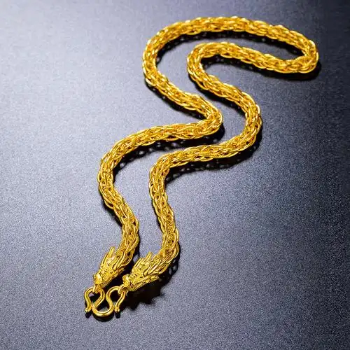 【新品】足金男士黄金项链龙头链霸气老板链粗款/计价