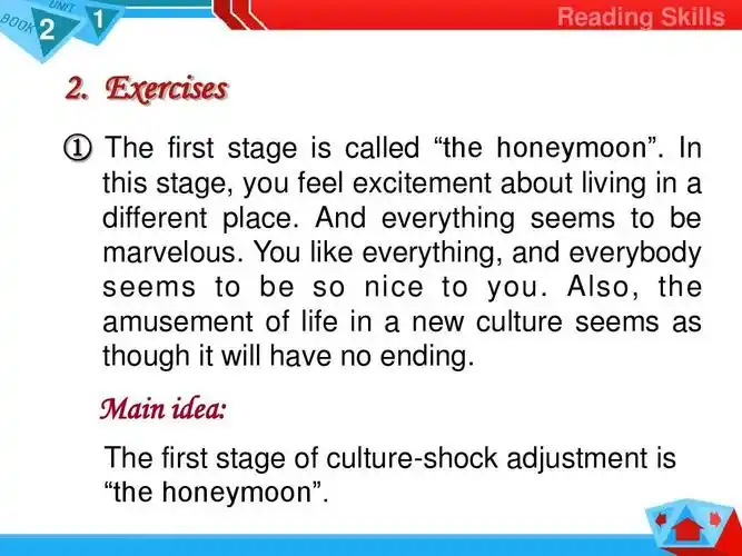 main idea: the first stage of culture-shock adjustment is "the