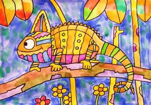 变色龙简笔画彩色儿童画