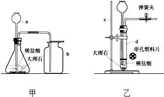 实验室里制取二氧化碳,某同学认真研究了课本中的实验装置(如图甲),对