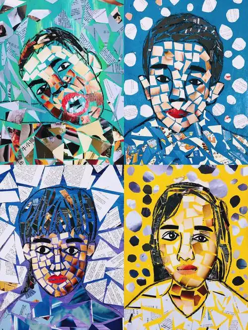 自画像杂志拼贴学习马赛克镶嵌艺术