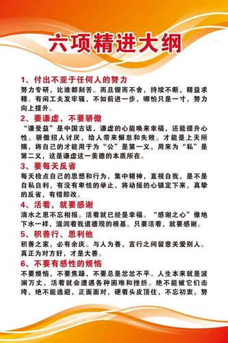 六项精进大纲海报展板六项精进经营十二条六项精进墙贴kt板装饰画