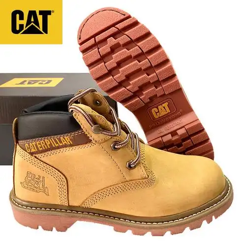 cat/卡特中帮工装鞋常青款大黄靴户外休闲防滑耐磨真皮马丁靴男鞋