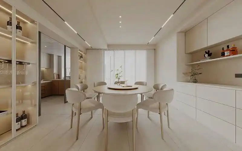 现代客餐厅效果图,明装无主灯设计