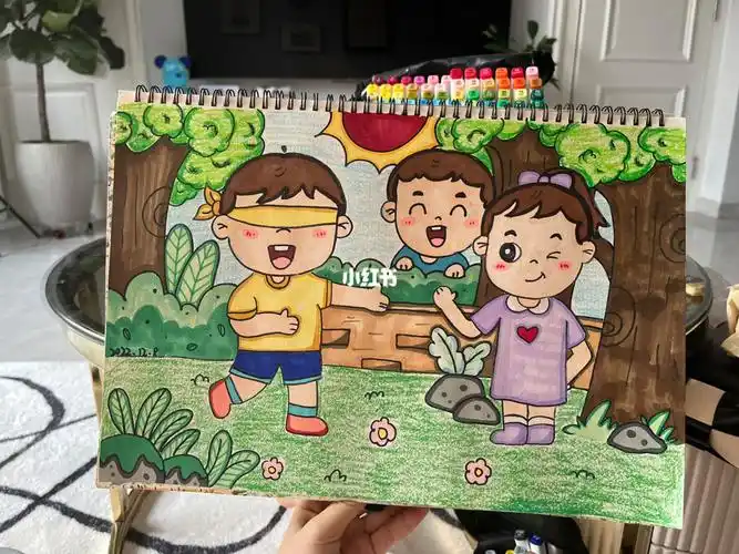 《捉迷藏》#教师考编  #教师考编  #简笔画  #儿童画  #捉迷藏  练习