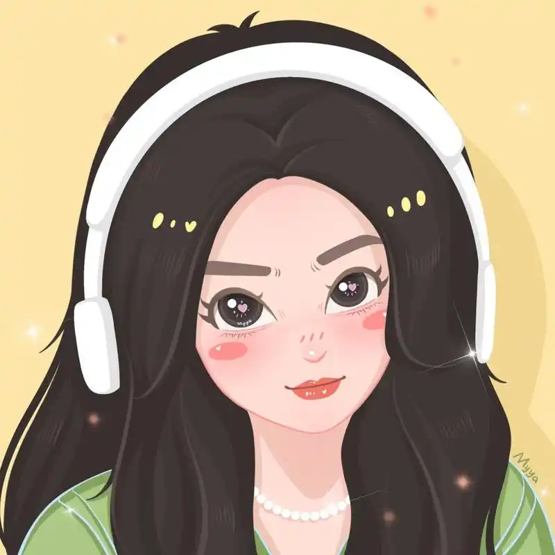 头像练习|带耳机听音乐的女生95 你喜欢听音乐嘛