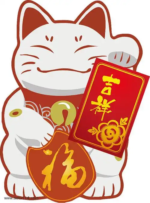 新春红色招财猫图片png免抠元素卡通手绘背景装饰免扣图片