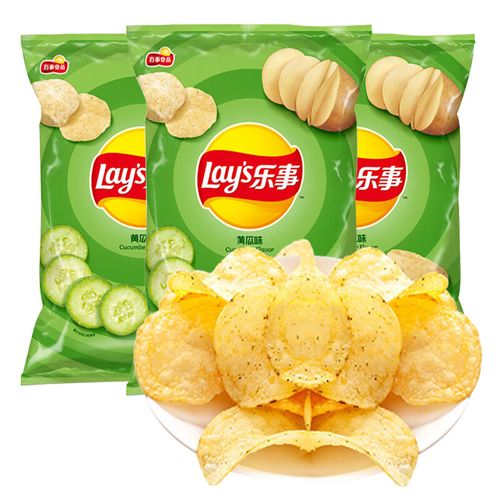 乐事(lays)薯片黄瓜味70g*10袋装办公室休闲零食小吃大包土豆马铃薯