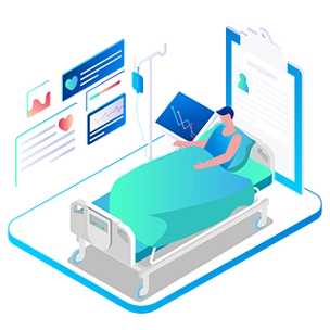 医疗健康躺在病床上接受治疗的患者2.5d