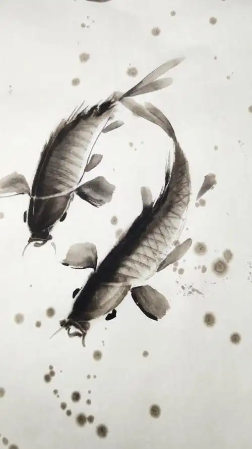 中国画#水墨鱼的画法,一起画画吧