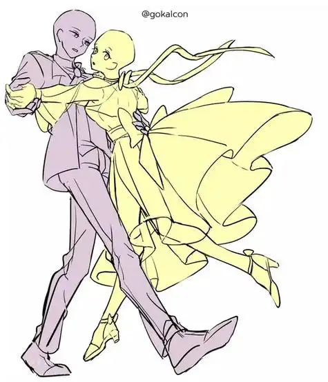 还是模板 画的是两个oc跳舞 .