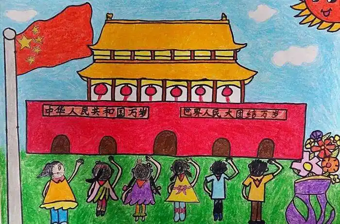 我心向党水粉画水粉画党在我心中