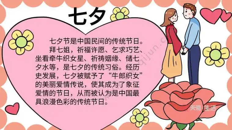 七夕节的由来简短手抄报 春节的手抄报