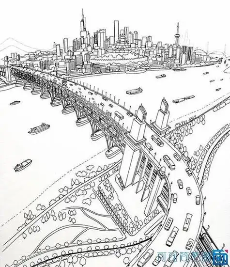 南京长江大桥简笔画简单漂亮南京长江大桥画法