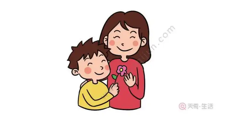 男孩和母亲的漫画简笔画