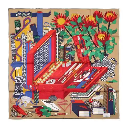 hermes(爱马仕) 几何图案印花丝巾 ch