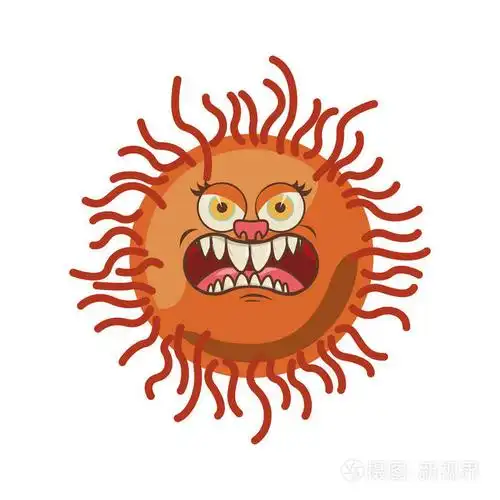 橙色与细菌卡通形状的轮廓