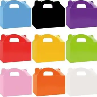 跨境爆款批发多色牛角糖果盒节日派对糖果包装纸盒素色手提包装盒