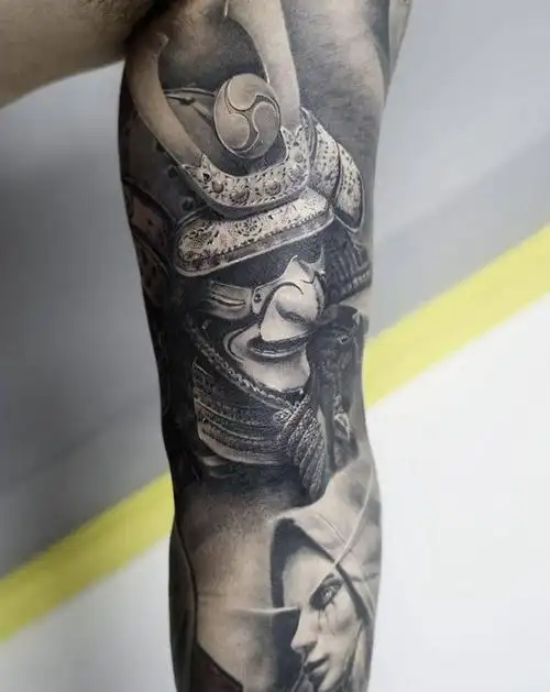 鬼武士 恢复后纹身图片_手臂欧美写实纹身图案