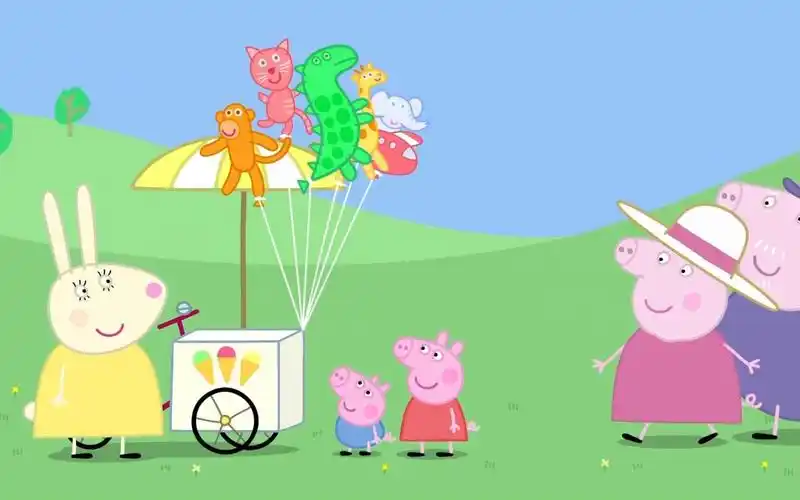 小猪佩奇6:乔治想要恐龙气球,这可太贵了,猪爷爷及时拉住气球