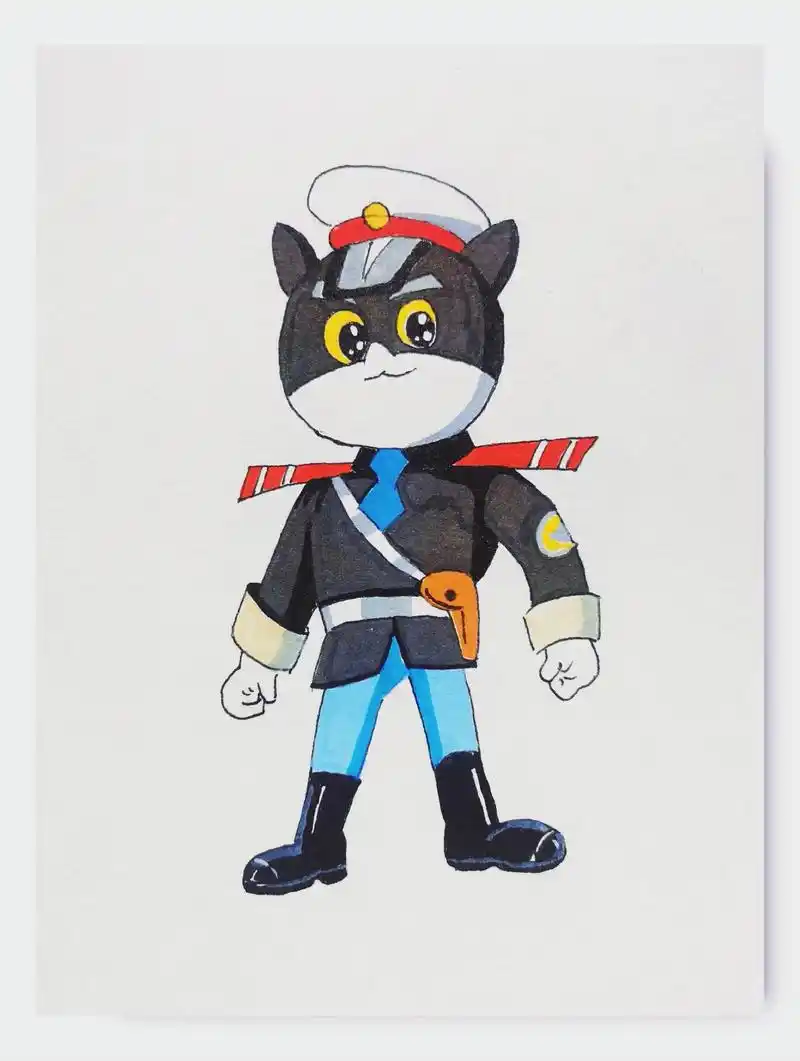黑猫警长卡通简笔画手绘.是否还记得《黑猫警长》这部动画片这 - 抖音