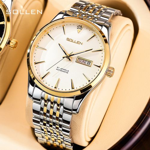 瑞尼世家手表梭伦正品手表霸气超薄全自动机械防水dq名真钻男腕表