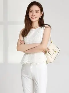 香欧真值女装店品牌夏款系列淑优雅勾花气质显瘦减龄衬衫夏