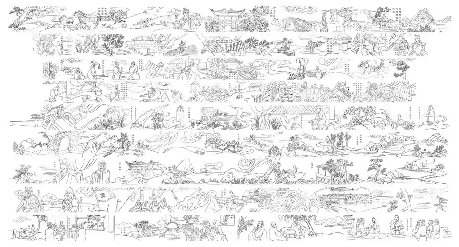 荷月廊桥铜浮雕设计稿