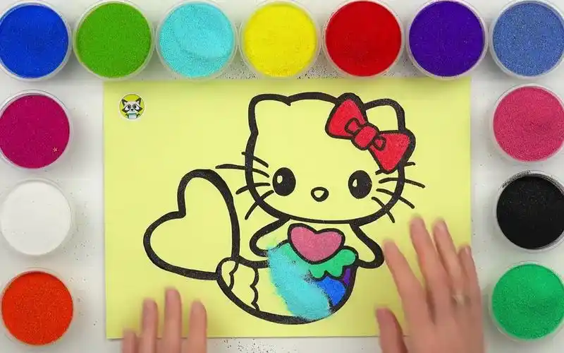 【沙画】沙画hello kitty美人鱼