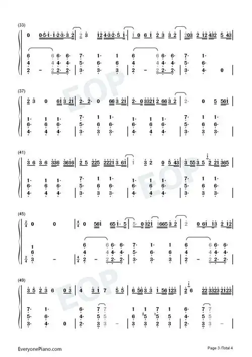 candy边伯贤双手简谱预览3