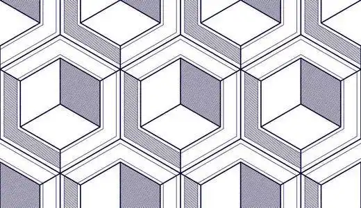 几何立方体抽象无缝图案三维矢量背景.