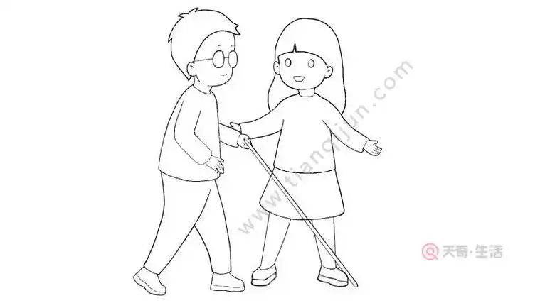 帮助残疾人简笔画教程 帮助残疾人简笔画画法