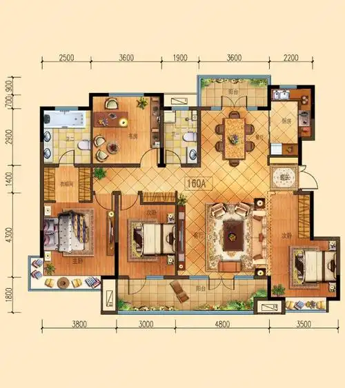 青岛天安数码城檀府御园160平米四居_青岛天安数码城檀府御园户型图