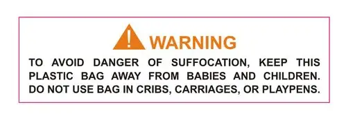 窒息警告透明标签 warning透明不干胶145*40mm