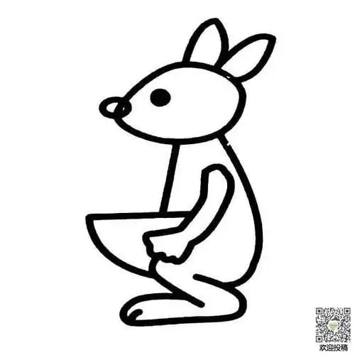 小袋鼠在草地上蹦蹦跳跳的简笔画