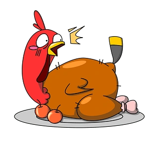 手绘感恩节美味烧烤火鸡卡通形象