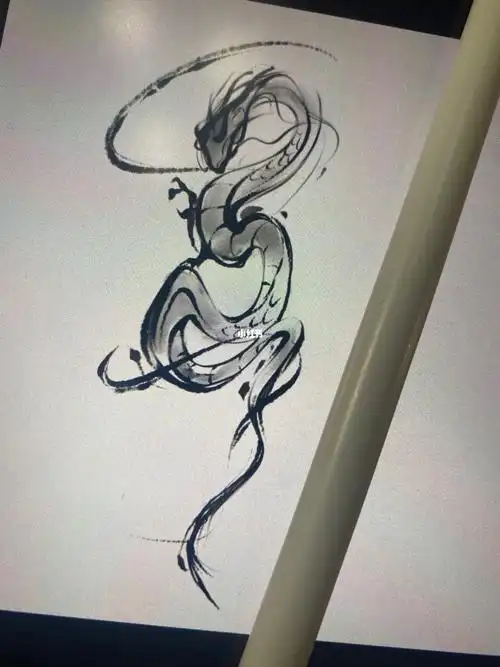 水墨风小龙待认领#原创纹身手稿  #水墨纹身  #龙  #西安纹身