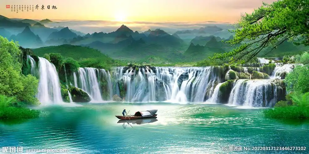 流水生财山水画设计图__风景_psd分层素材_设计图库_昵图网nipic.com