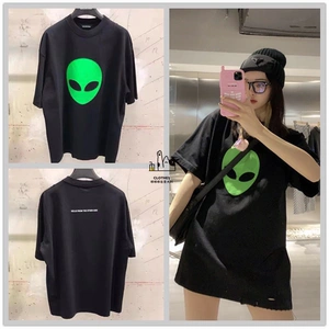 香港正品直邮代购balenciaga/巴黎世家短袖外星人头像破洞t恤男女