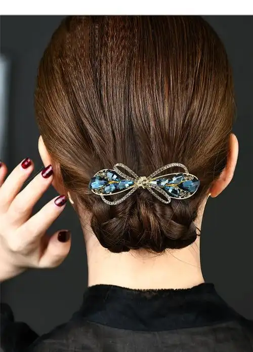 玛宝琪顶夹发卡女水晶优雅气质甜美夹头发夹子卡子一字夹后脑勺马尾夹