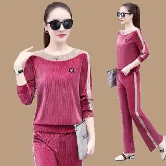 谆轩金丝绒运动套装女春秋初秋季女装运动服套装时尚穿搭高贵洋气休闲