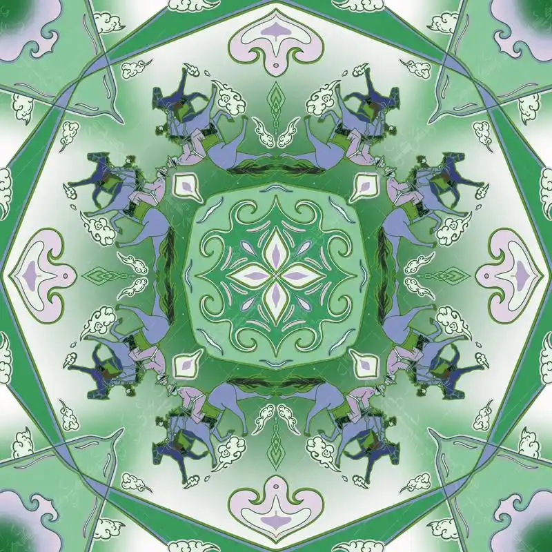 原创 #每日一画 #赛马#蒙古元素#图案设 - 抖音