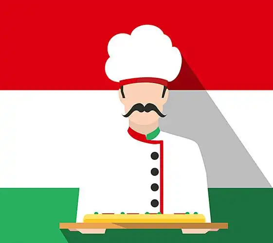 端着披萨的意大利厨师矢量图图片